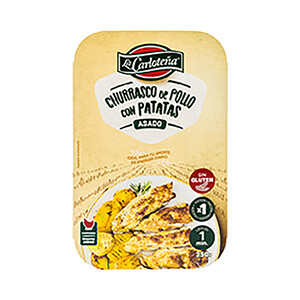 Imagen de LA CARLOTEÑA Churrasco de pollo asado con patatas, listo para calentar y comer 250 g.