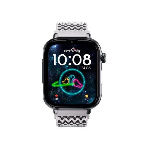 Smartwatch SAVEFAMILY SaveWatch Plus 2, Esfera Negra, Correa de Tela ZigZag".