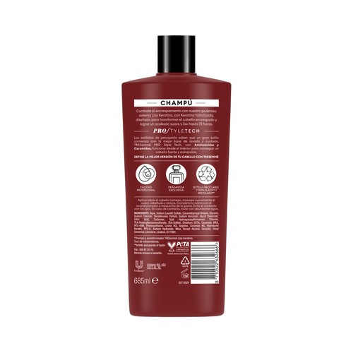 TRESEMMÉ Liso keratina Champú con keratina y aminoácidos, para cabello encrespado o dañado 685 ml.