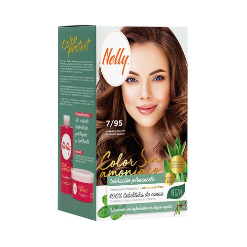 NELLY Color protect Coloración permanente sin amoniaco, tono 7/95 marrón avellana.