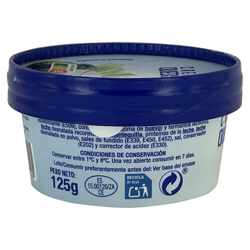 PRODUCTO ALCAMPO Crema de queso para untar azul PRODUCTO ALCAMPO 125 g.