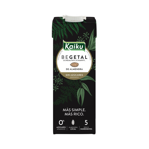 KAIKU Bebida de almendras 100% vegetal, sin azúcares añadidos Begetal 1 l.