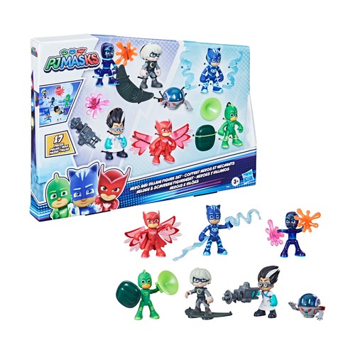 Pack con 6 héroes, villanos y accesorios, PJ MASKS.