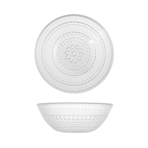 Bol de vidrio transparente con decoración en relieve, 14cm., Venere MENAJE.