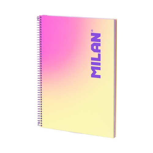 Cuaderno A4 tapa dura cuadriculado 5x5 mm 90 hojas 90 gr Sunset color turquesa. MILAN