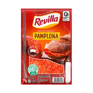 REVILLA Chorizo de Pamplona, elaborado sin gluten y cortado en lonchas REVILLA 65 g.