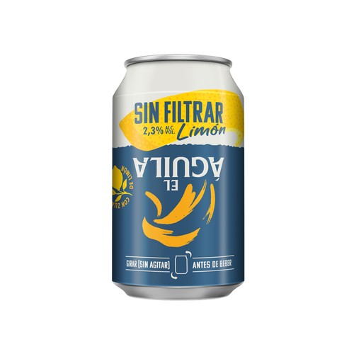 EL AGUILA Cerveza sin filtrar de limón lata 33 cl.
