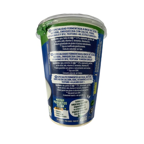 SOJASUN Especialidad de soja natural estilo griego 100% vegetal 400 gr.