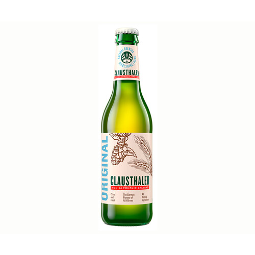 Cerveza sin alcohol CLAUSTHALER CLASSIC botella de 33 centilitros