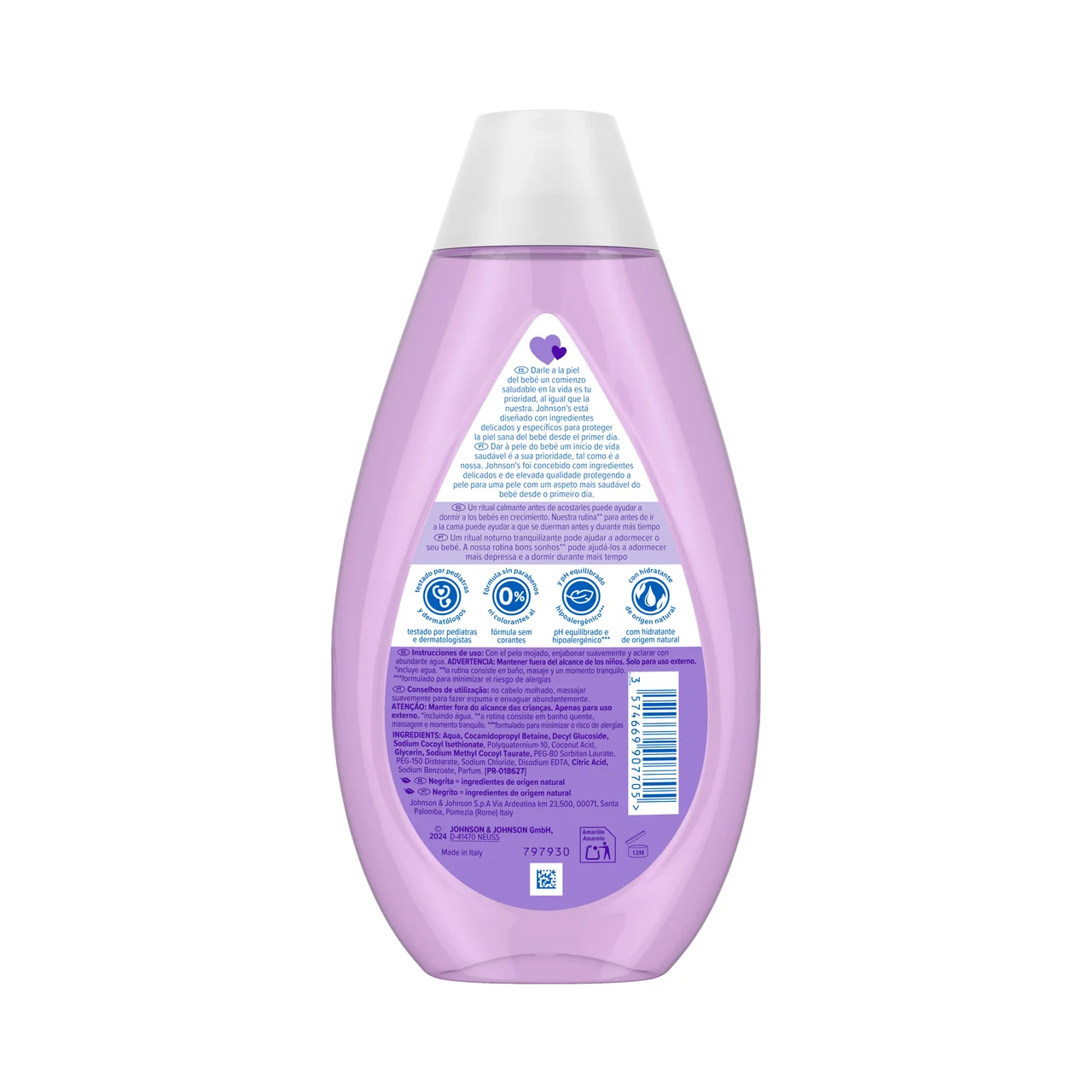 JOHNSON´S Dulces sueños Champú infantil con esencias relajantes, lavanda y manzanilla 500 ml.