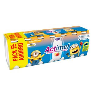 Imagen de ACTIMEL Kids de Danone Leche fermentada con Lcasei y sabor a fresa y plátano 14 x 100 g.