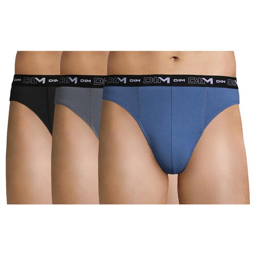 Lote de 3 calzoncillos slip de algodón para hombre  DIM Cotton Stretch, talla M.