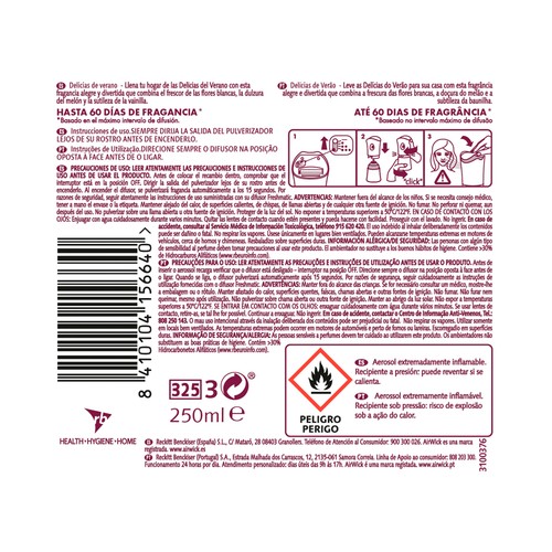 AIR WICK Ambientador Delicias de verano- Recambio AIR WICK FRESHMATIC 250 ml.