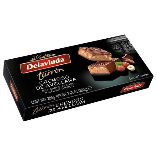 DELAVIUDA Turrón praliné avellanas con chocolate 200 g.