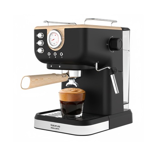 Cafetera expresso TAURUS Onyx Moka CM1050P, 1050W, presión 20bar, 2 tazas, café molido, capacidad 1,5L.