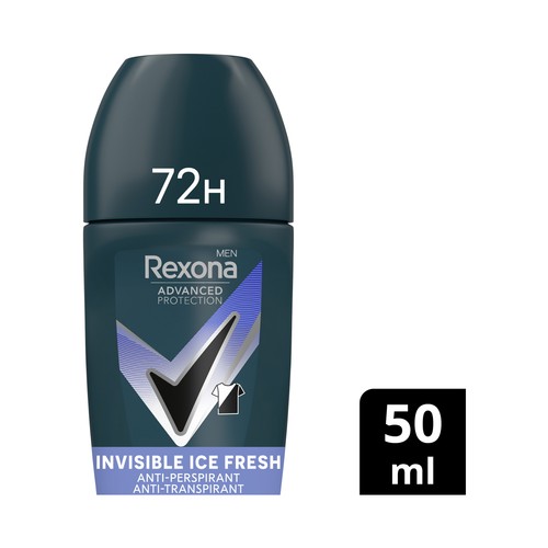 REXONA Men advanced protection ice fresh Desodorante roll on para hombre, que no mancha la ropa 50 ml.