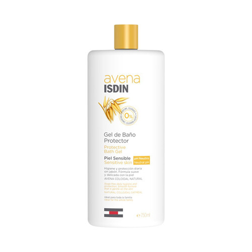 Gel de baño y ducha con avena Coloidal natural, para piel sensible ISDIN 750 ml.