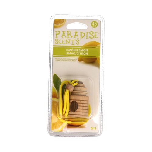 Ambientador de coche con perfumador de madera para colgar con olor a limón PARADISE SCENTS.