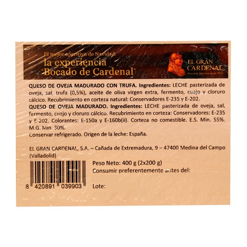 El GRAN CARDENAL Estuche de oveja con trufa 200 G + Curado 200 g.
