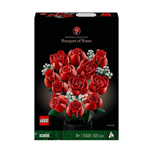 LEGO Botanicals ramo de rosas 10328, 822 piezas, 31cm.