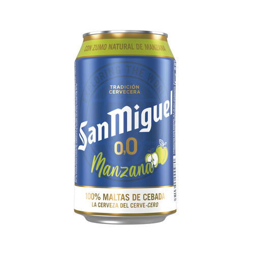 Cerveza (0,0% alcohol) con sabor a manzana SAN MIGUEL lata de 33 cl.