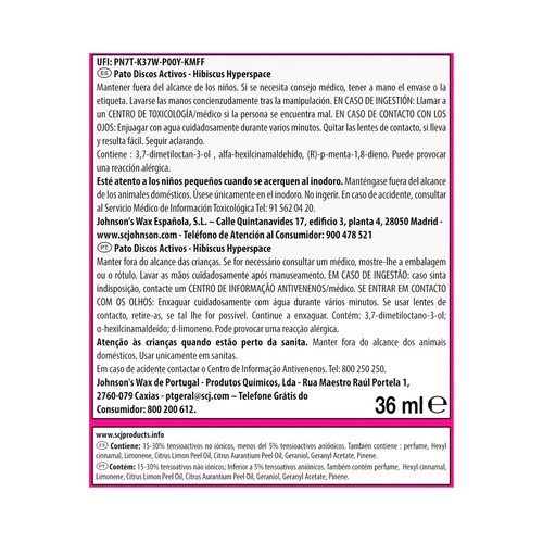 PATO Discos de gel para WC aparato hibiscos 36ml