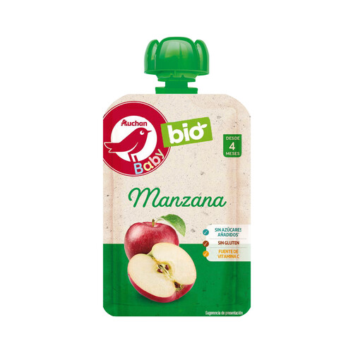ALCAMPO BABY ECOLÓGICO Bolsita de puré de manzana ecológica, a partir de 4 meses ALCAMPO BABY ECOLÓGICO 100 g.