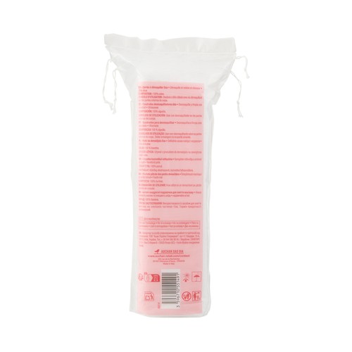 PRODUCTO ALCAMPO Comfort Cuadrados desmaquillantes dúo (desmaquillan y limpian con suavidad) de algodón 100% 80 uds.