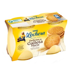 LA LECHERA Postre lácteo (Delicias) con galleta María LA LECHERA de Nestlé 2 x 125 g.