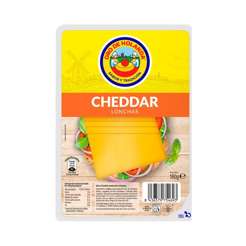 ORO DE HOLANDA Lonchas de queso cheddar 180 g.