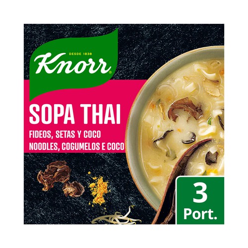 KNORR Sopa Thai con fideos, setas y coco KNORR 69 g.