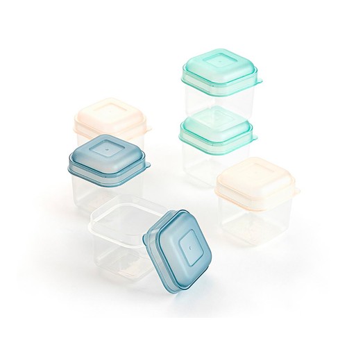 Set de 6 recipientes cuadrados de plástico 5x5x6cm, Minimal QUID. 