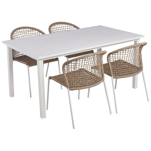 Mesa de jardín de aluminio rectangular, 160x90x75cm. GARDENSTAR ALCAMPO.