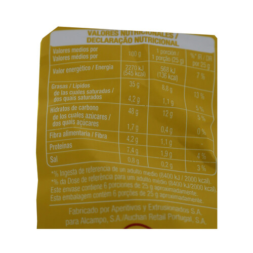 PRODUCTO ALCAMPO Patatas fritas lisas con sabor a queso curado PRODUCTO ALCAMPO bolsa de 160 g.
