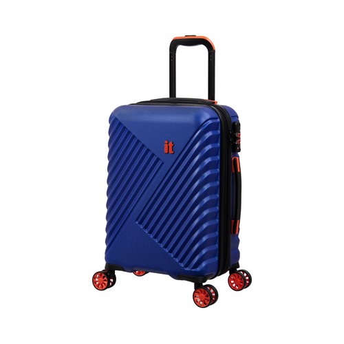 Maleta cabina tipo trolley expandible IT de 55cm, 8 ruedas, color azul.