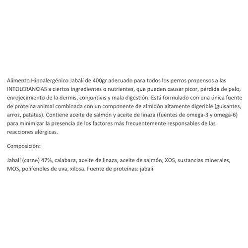 PLATZ-K9 Alimento húmedo en lata hipoalergénico jabalí 400g