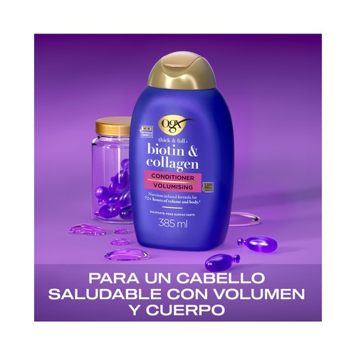 OGX Biotin & collagen Acondicionador voluminizador con Biotina y Colágeno para cabellos finos o delgados 385 ml.
