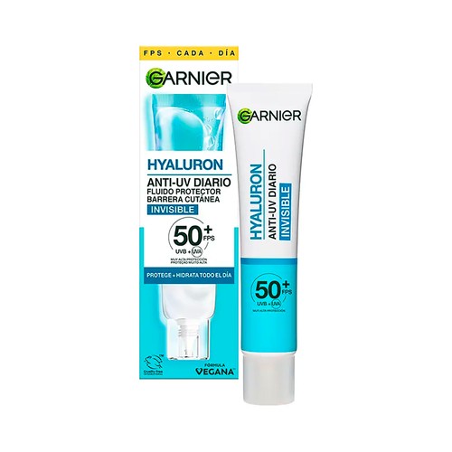 GARNIER Hyaluron invisible Fluido solar (FPS 50+) hidratante 40 ml.