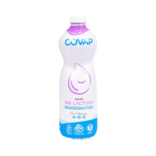 COVAP Leche de vaca semidesnatada y sin lactosa de origen 100% español 1.5 l.