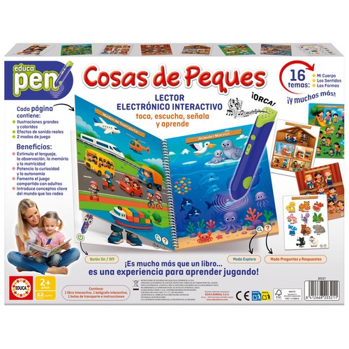 EDUCA Lector electrónico interactivo Cosas de peques Preguntas + Lápiz, juego educativo Educa Pen +2 Años