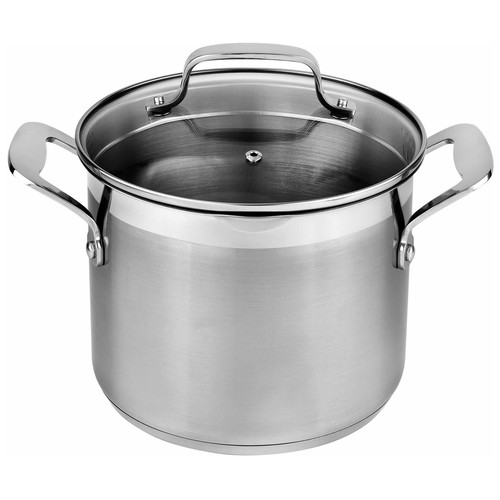 Cacerola para inducción 20cm fabricada en acero inoxidable profesional, incluye tapa de vidrio, ACTUEL.