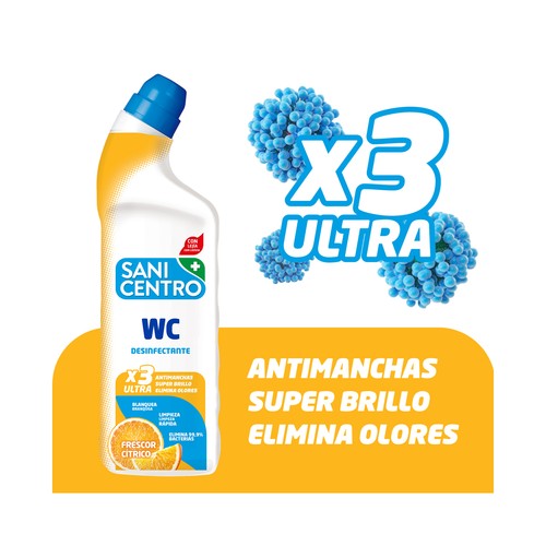 SANICENTRO Gel desinfectante de WC con lejía y frescor cítrico 1 l.