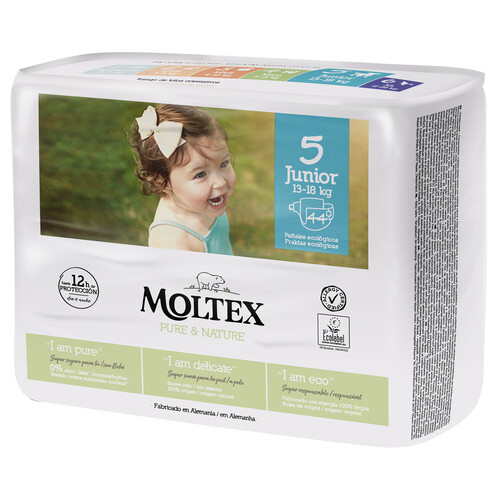 MOLTEX Pure & nature Pañales ecológicos talla 5 (13-18 kg) 44 uds.