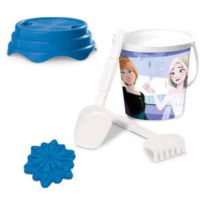 Imagen de Cubo de playa para hacer castillos con pala, rastrillo y moldes  FROZEN. 