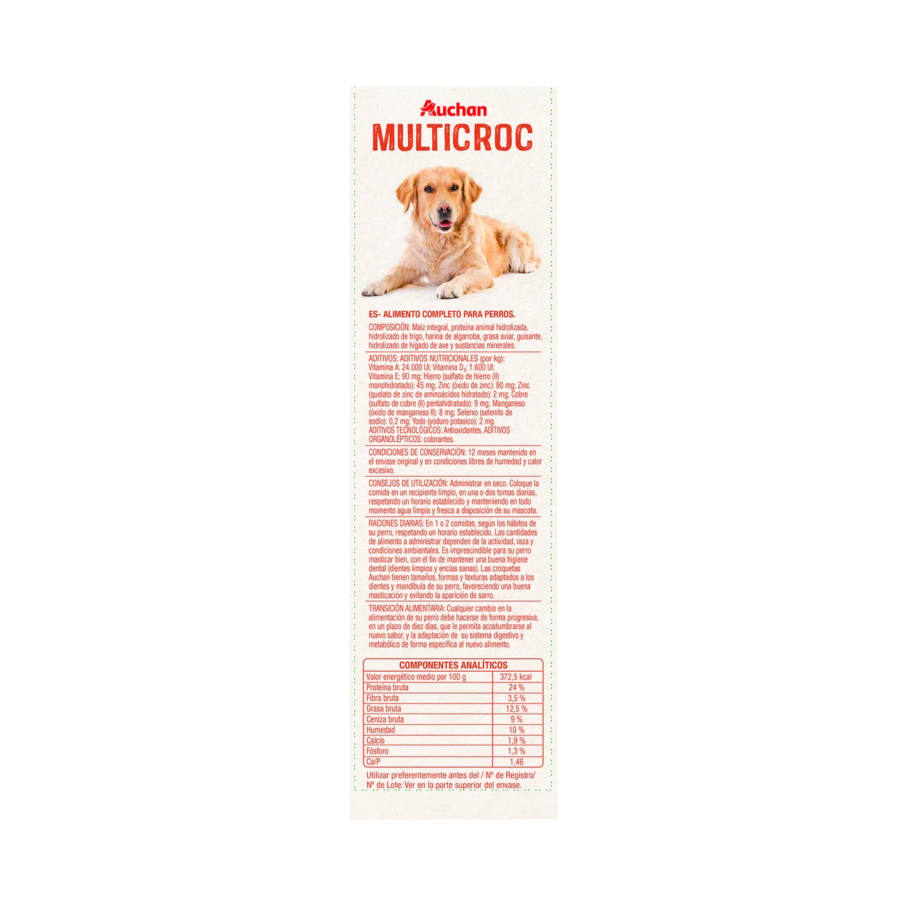 PRODUCTO ALCAMPO Pienso para perros a base de rica carne Multicroc 4 kg.