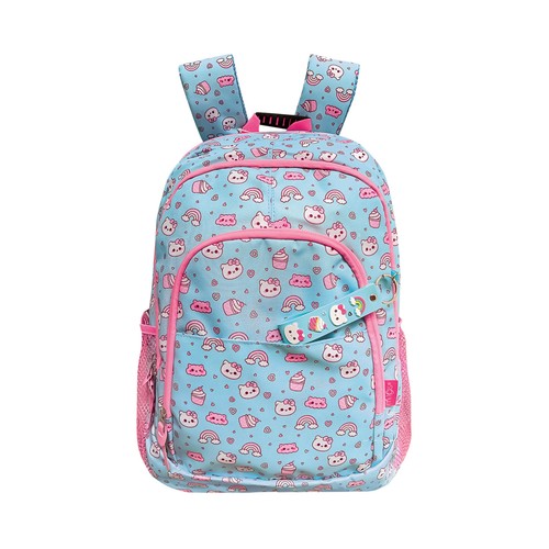 Mochila grande con 3 cremalleras 13x29x43 cm Kitty Muffin. MITOS