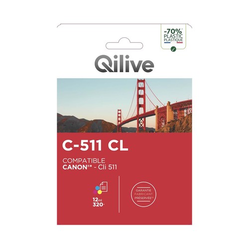 Cartucho de tinta compatible (511CL) QILIVE, tricolor.