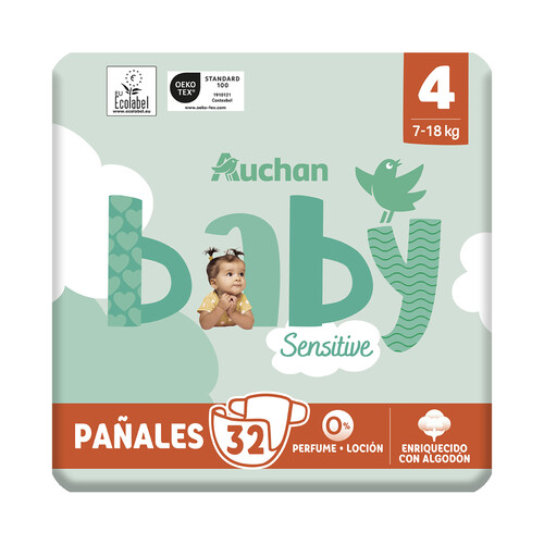 PRODUCTO ALCAMPO Baby sensitive Pañales talla 4 (7-18 kg) 32 uds.