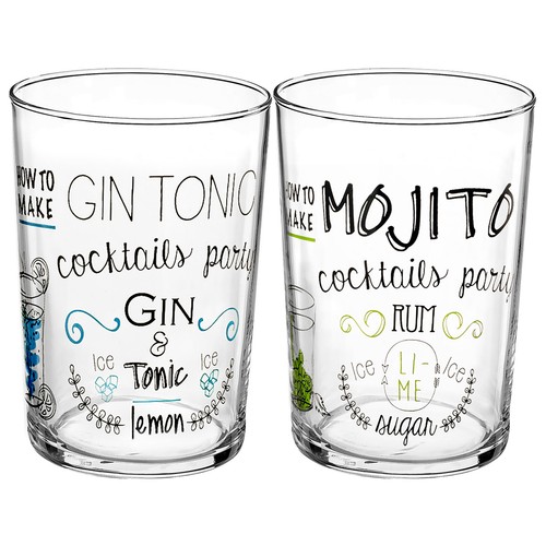 Surtido de vasos de cocktail decorados, 0,5 litros, CRITALERÍA.
