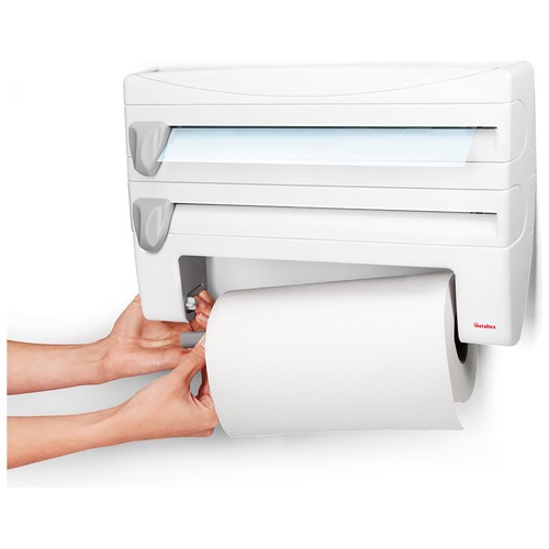 Dispensador para hasta 3 rollos de cocina, 39x10x25 centímetros METALTEX.